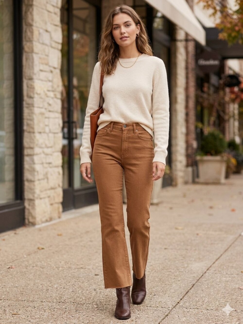 ✨Sneak Peek High Rise Raw Hem Jeans in Camel-western-casual-streetwear-y2k✨